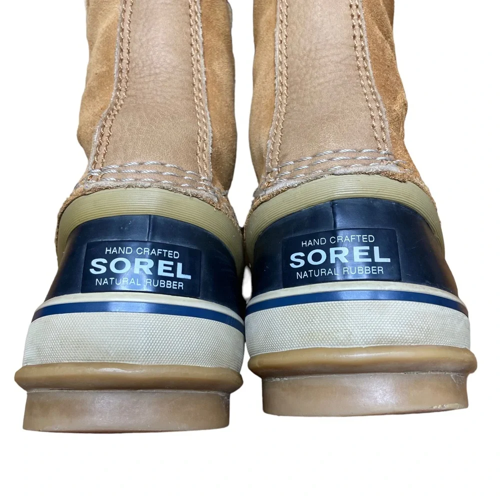 SOREL Joan of Arctic Boots Elk Dark Mountain Leather Winter Tan Womens Size 7